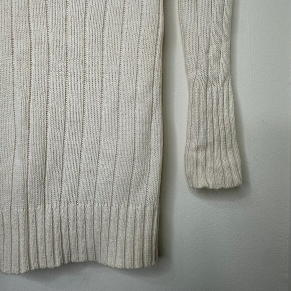 XS Y2K VTG American Eagle Ivory Ribbed Deep V-Neck Hoodie Sweater Elena Gilbert - Picture 3 of 7